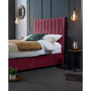 Redding Plush Velvet Maroon Bed Frame