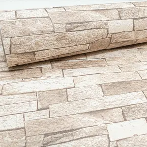 Erismann Rustic Brick 3D Effect Beige Brown Textured Feature Wallpaper