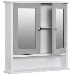 kleankin Wall Mounted Mirror Cabinet W/ Double Mirror Doors & Adjustable Shelf