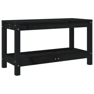 Berkfield Garden Bench Black 82.5x35x45 cm Solid Wood Pine