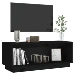 Berkfield TV Cabinet Black 90x35x35 cm Solid Wood Pine