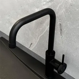 Liquida LB418MB Industrial Style Single Lever Matt Black Kitchen Mixer Tap