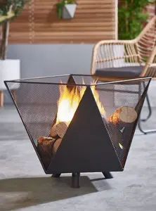 XXL Metal Fire Pit Bowl With Poker - Black