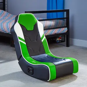 X Rocker Ergonomic Faux Leather Rocker Game Chair with Built-in Speakers Green/Grey