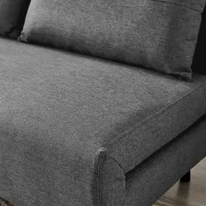 Furniturebox UK Sofa Bed - 'Bobby' Dark Grey Fabric 2 Seat Sofa Unfolds Into Single - Fold Out Guest Bed