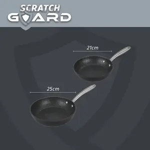 Prestige Scratch Guard Black Round Aluminium Induction Suitable Non-Stick Frying Pan Set Twin Pack