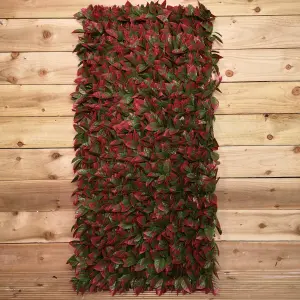 100cm x 200cm Artificial Fence Garden Trellis Privacy Screening Indoor Outdoor Wall Panel   Red Beech Leaf