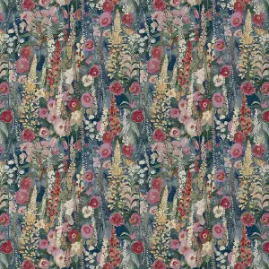 Grandeco Handpainted Delphinium Forest Floral Garden Textured Wallpaper, Navy Blue