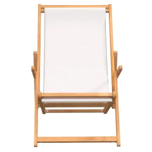 Berkfield Folding Beach Chair Solid Wood Teak Cream