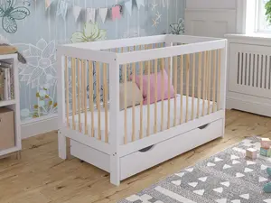 Luca cot bed 120x60cm with drawer & Aloe Vera mattress