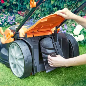 LawnMaster 1800W 40cm Electric Lawnmower with Rear Roller and 350W 2-in-1 Grass Trimmer and Edger - 2 Year Guarantee