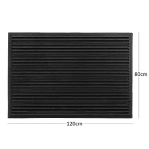 Nicoman Black Harmony Ribbed Rubber Heavy duty Door mat, 120cm x 80cm