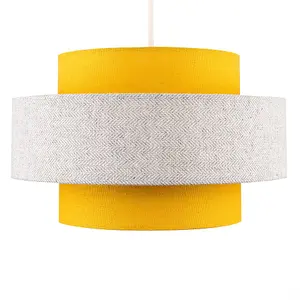 ValueLights Weaver Mustard and Grey Herringbone Modern Ceiling Pendant Light Shade