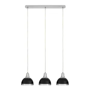 Interiors by Premier Jasper Black Shade and Chrome Pendant Light