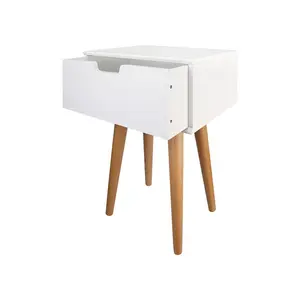 Mattias 1 Drawer Bedside Table Beige/White