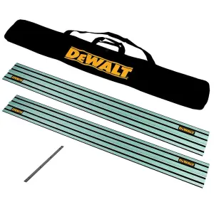 2x DeWalt DWS5022 1.5m Guide Rail for DWS520 Plunge Saws + Carry Bag + Connector