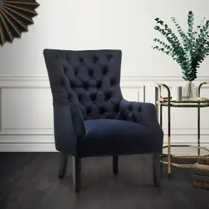 Velvet Navy Blue Gabriella Accent Chair