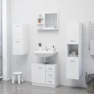 Berkfield Bathroom Mirror White 60x10.5x45 cm Engineered Wood