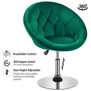 Yaheetech Green Upholstered Height Adjustable Round Swivel Chair