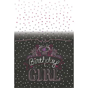 Unique Party Birthday Girl Plastic Party Table Cover Black/White/Pink (One Size)