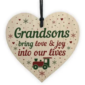 Red Ocean Grandson Gifts From Grandparents Wooden Heart Birthday Christmas Xmas Keepsake Nan Gift