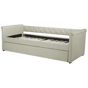 Fabric EU Single Trundle Bed Beige LIBOURNE