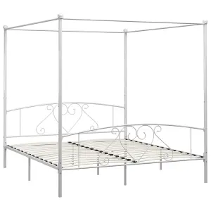 Berkfield Canopy Bed Frame White Metal 200x200 cm