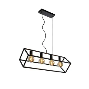 Lucide Fabian Modern Bar Pendant Light - 4xE27 - Black