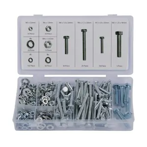 460 x Assorted Set Screw Bolts, Washers & Nuts, Fully Threaded Hex Head M5 M6 M8