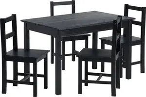 Argos Home Raye Solid Wood Dining Table & 4 Black Chairs