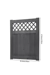 Grey Rhombus Design Wooden Pedestrian Gate with Latch Hardware, Timber Side Entrance Door