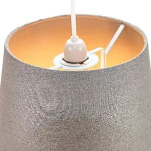 Traditional 12 Inch Grey Linen Fabric Drum Table/Pendant Lampshade 60w Maximum