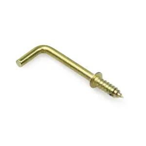 SCREWD 25mm Brass Plated L Hook for Creating Extra Room in the Kitchen, Bathroom and Office - Pack of 32