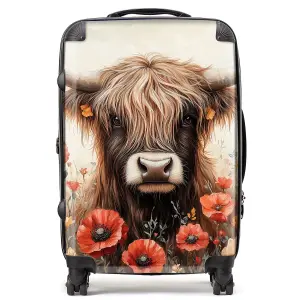 Highland Cow And Summer Flowers Suitcase - Medium