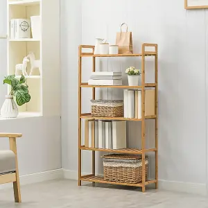 5-Tier Solid Wooden Shoe Rack for Entryway Natural