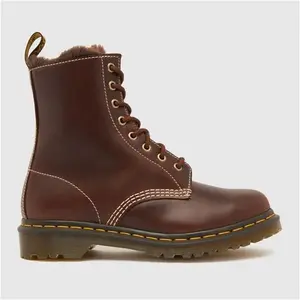 Dr. Martens Women's 1460 Serena Fur Lined Boots - Brown - Ankle Boots Size 3