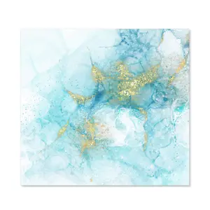 Toughened 6mm Glass Kitchen Splashback 70 x 65cm Aquamarine Quartz - Polished  Heat Resistant Back Splash for Cookers Hob