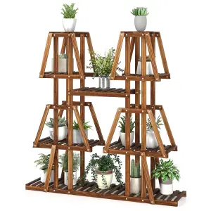 Costway Wood Plant Stand 5-Tier 10 Pots Plant Display Rack Indoor Flowerpot Holder