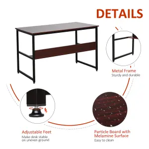 HOMCOM 2-Tier Writing Desk Metal Frame Smooth Shelves Storage Shelf Brown