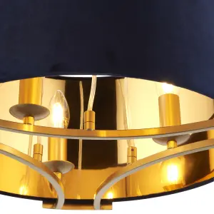 Eternal Contemporary Matt Navy Gold effect 3 Lamp Light pendant, (Dia)430mm