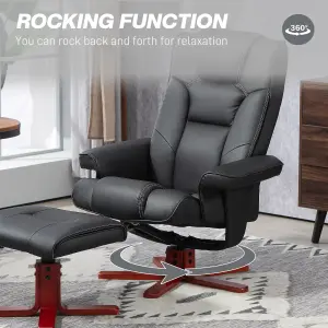 HOMCOM Reclining Armchair with Footstool and Adjustable Backrest, Black