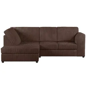 Luxor Chocolate Jumbo Cord 4 Seater Corner sofa Left Hand Facing - Full Back