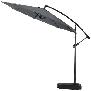 3M Outdoor Dark Grey Cantilever Crank Tilt Swivel Banana Umbrella Sunshade with 60L Fillable Base