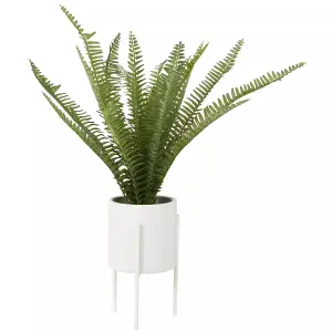 Fiori Fern with White Cement and Iron Pot Artificial Plant Foliage