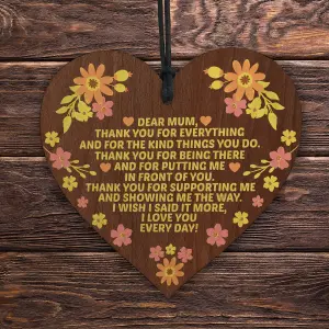 Red Ocean Mum Gifts Wooden Heart Poem Mothers Day Gift Birthday Gift Ideas For Mum Daughter Son Gift Thank You Gift For Mum