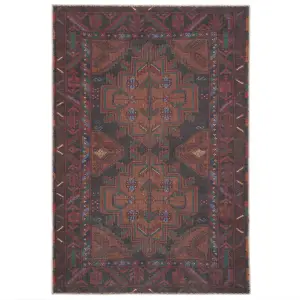 Distressed Maroon Red Brown Persian Style Washable Non Slip Rug 160x230cm