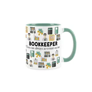 Bookkeeper Mug - Humorous Accountancy Office Job Themed Novelty Gifts - Tea/Coffee Hot Drinks Turquoise Ceramic Cup Present