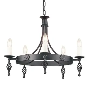 Elstead Belfry 5 Light Chandelier Black Finish, E14