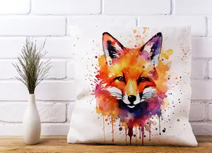 Watercolour Splashart Fox Face Cushions 45cm x 45cm