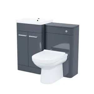 Nes Home Afern 500mm Vanity Basin Unit, WC Unit & Elso Back to Wall Toilet Anthracite